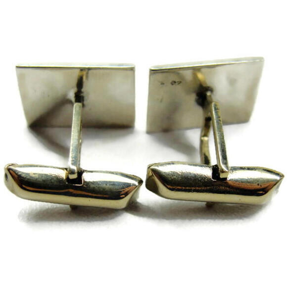 Classic Simple Elegant Rectangle Cufflinks Vintage Sterling Silver 925 Patina